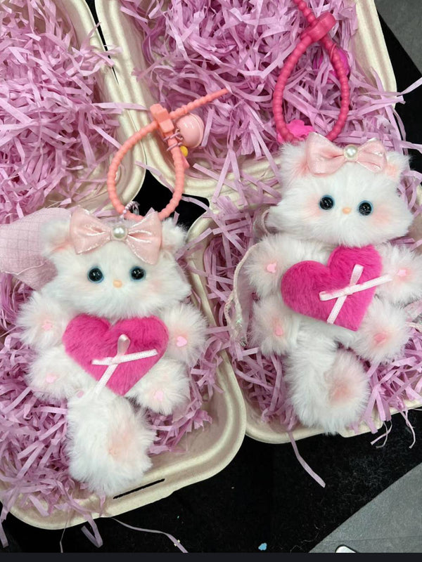 white pipe cleaner cat bag charms