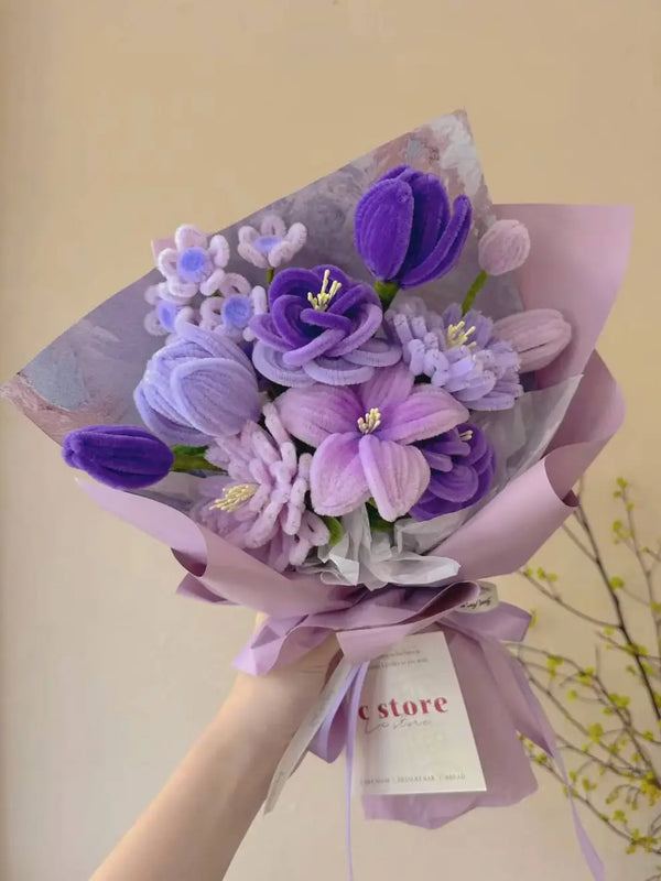 purple mixed flower bouquet