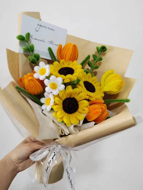 sunflower and tulip bouquet