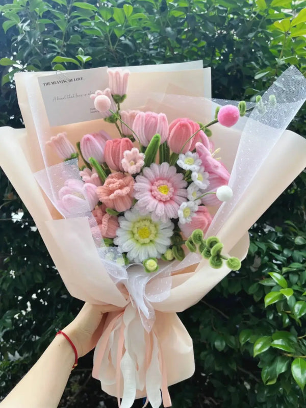 pink mixed flower bouquet for birthday