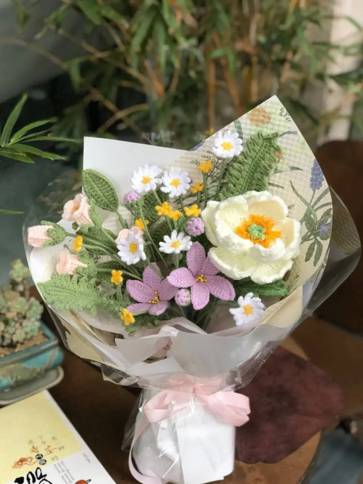 mixed wrapped flower bouquet