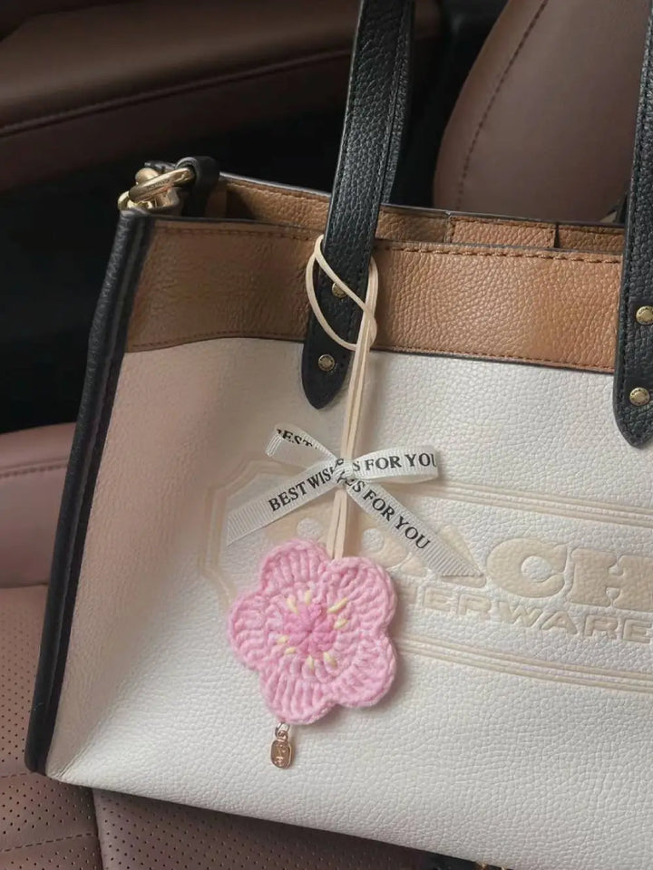 pink flower bag charm