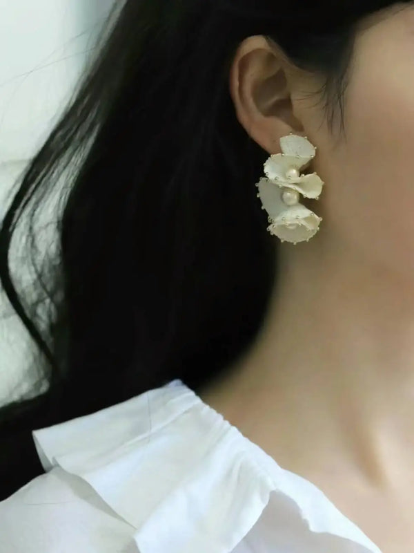 white earrings with pearls